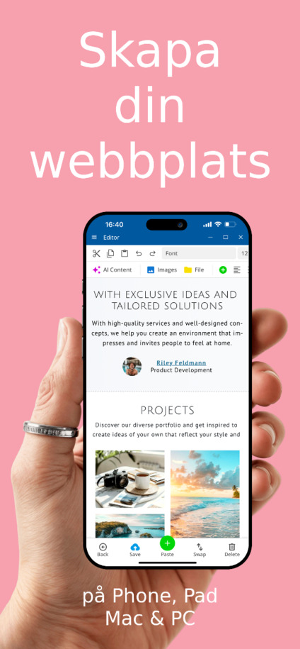 Website Builder App - Skapa webbplats via app på iOS och Android – telefonvy